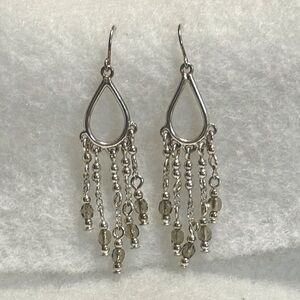 Vintage Chandelier Beaded Silver Earrings